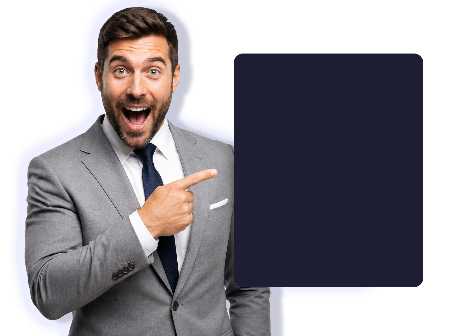 Business owner gesturing toward a live AI chatbot conversation