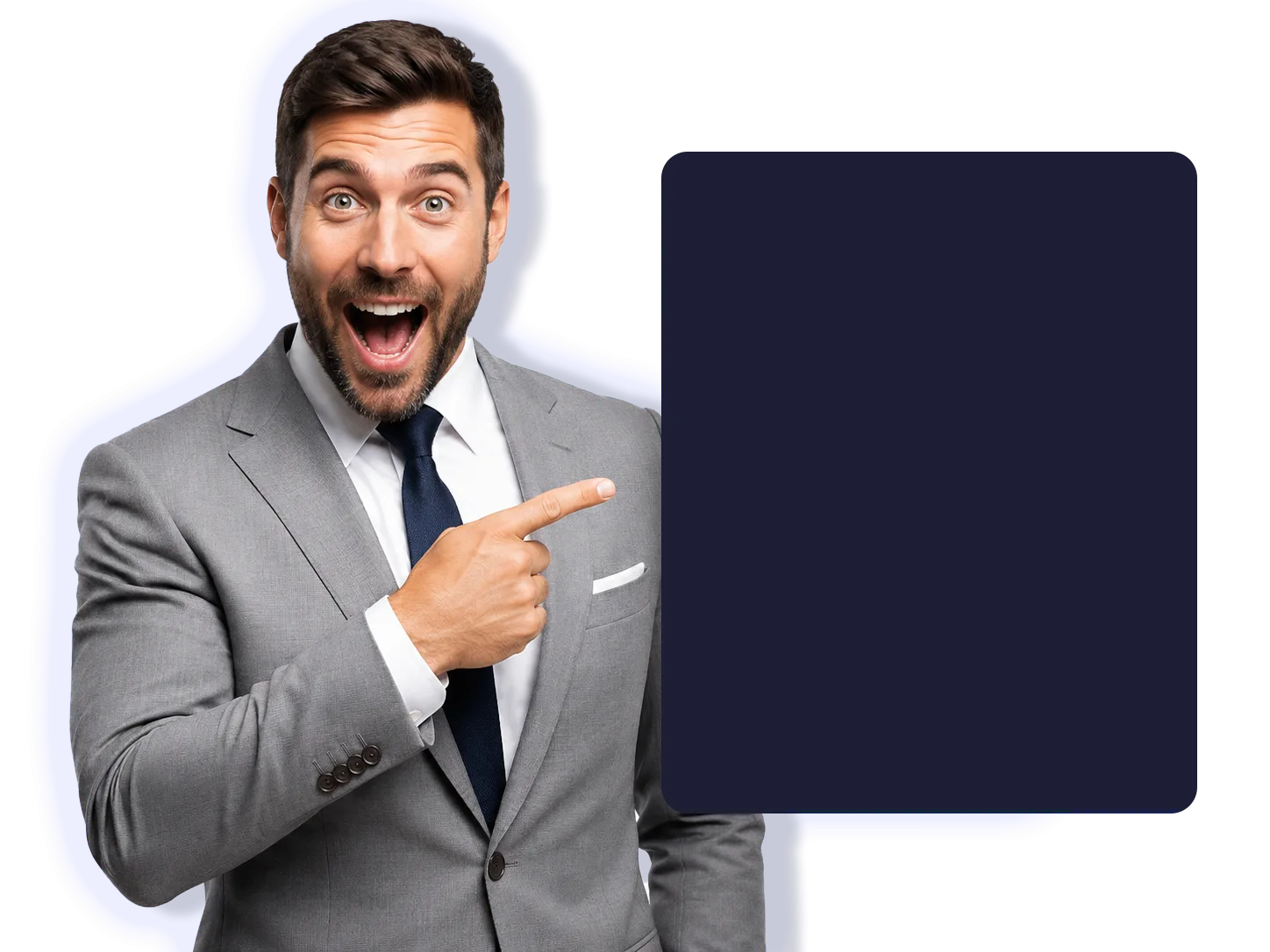 Business owner gesturing toward a live AI chatbot conversation