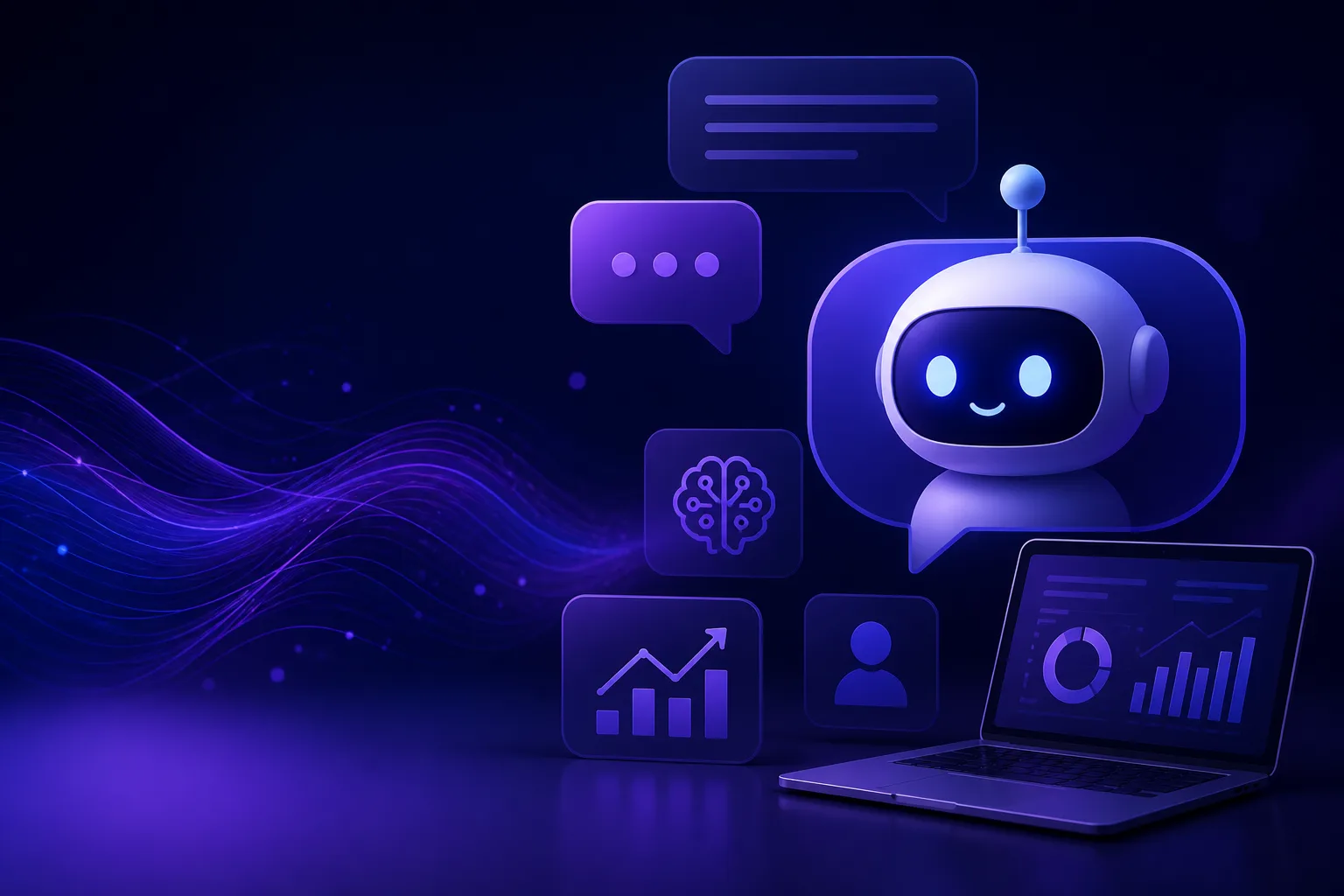 An AI chatbot assisting a WordPress website in enhancing engagement and boosting sales, depicted on a digital screen.
