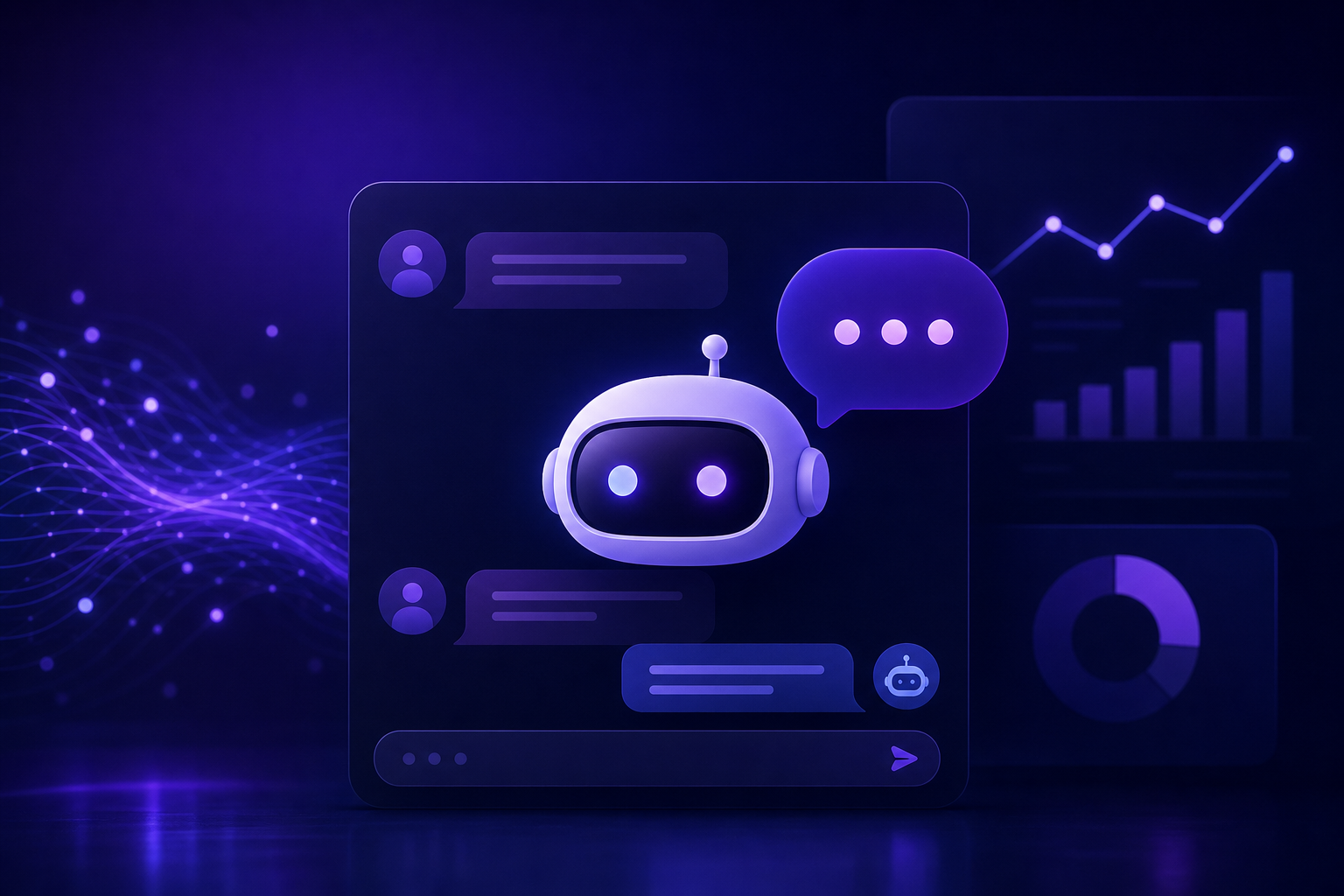 AI chatbot interacting on a WordPress site, enhancing user engagement and capturing leads with a modern interface.